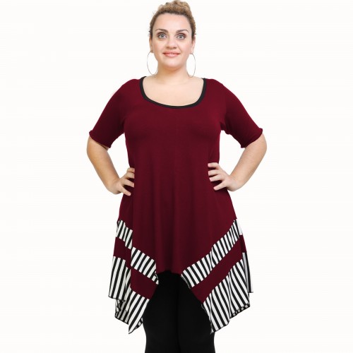 A21-517 Blouse with pattern - Bordeaux