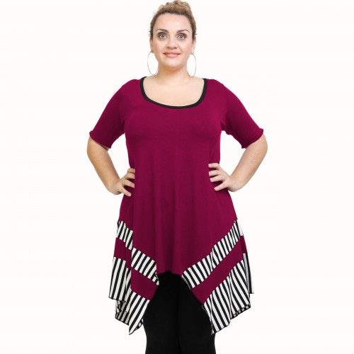 A21-517 Blouse with pattern - Fuchsia