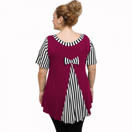 A21-589 Blouse with pattern - Fuchsia