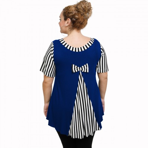 A21-589 Blouse with pattern - Royal Blue