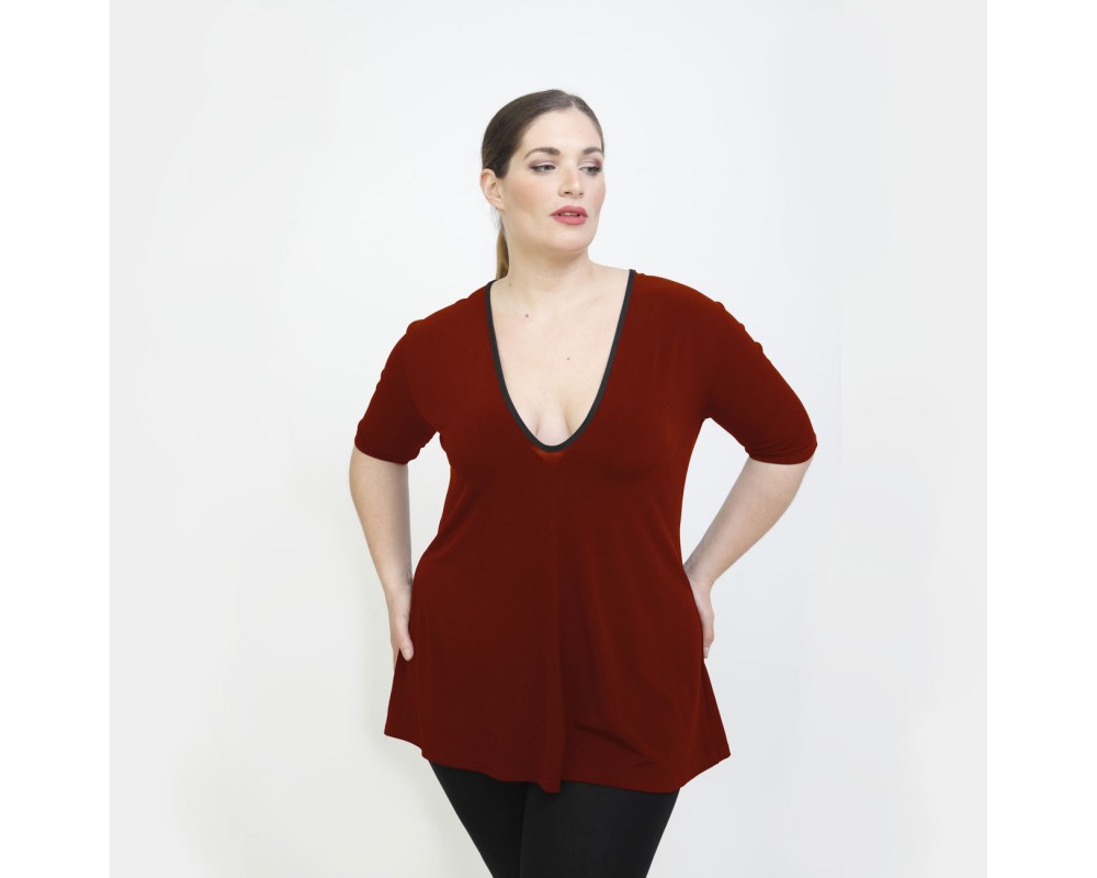 A22-108LV Evaze blouse - Bordeaux Plus Size