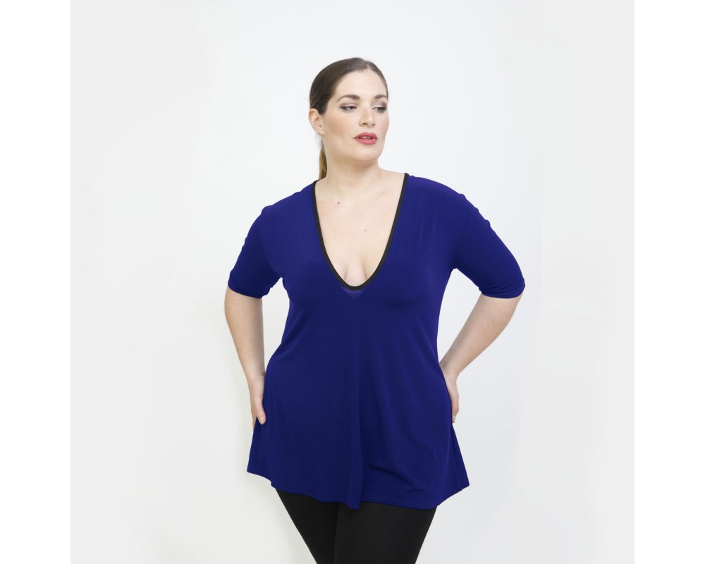 A22-108LV Evaze blouse - Royal Blue Plus Size