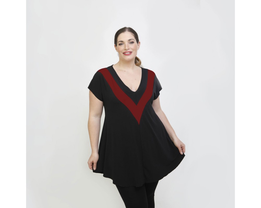A22-109V Evaze blouse - Bordeaux Plus Size