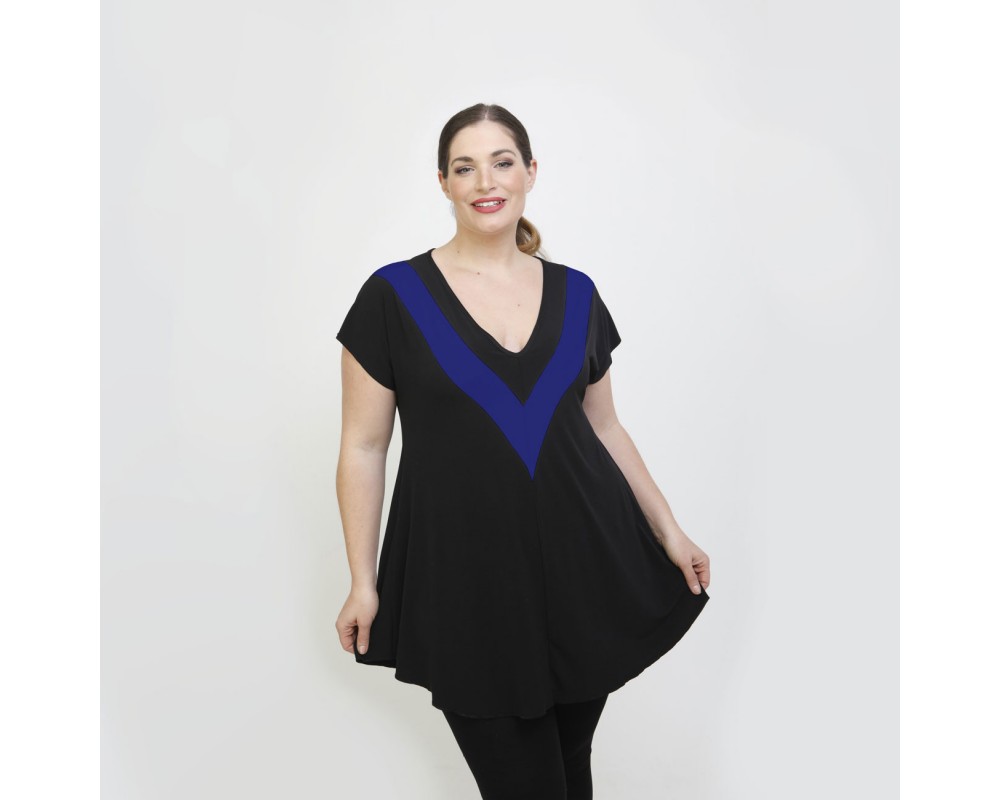A22-109V Evaze blouse - Royal Blue Plus Size