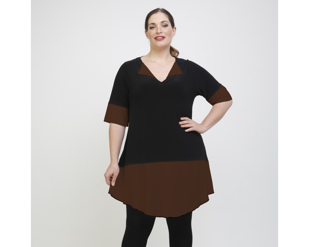A22-120 Evaze Blousedress - Brown Plus Size