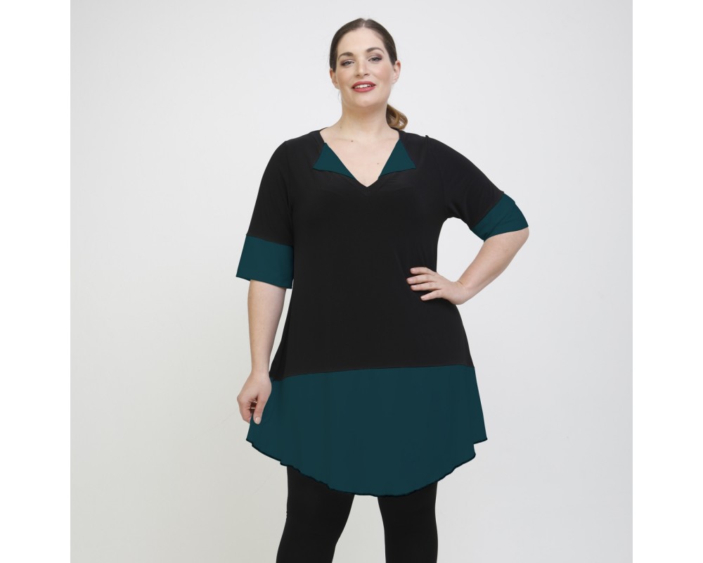 A22-120 Evaze Blousedress - Petrol Plus Size
