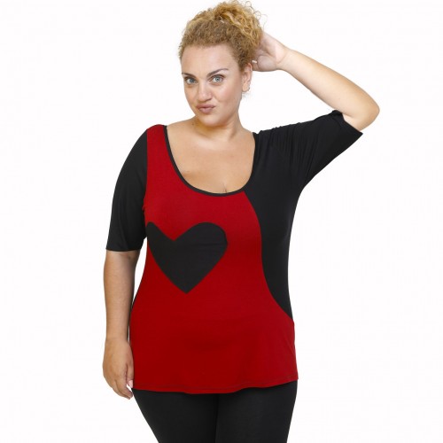 A22-124 Classic blouse with heart - Bordeaux