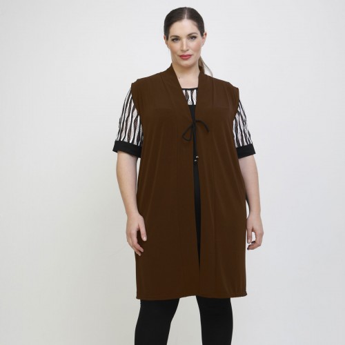A22-142KZ Long Cardigan / Camisole - Brown