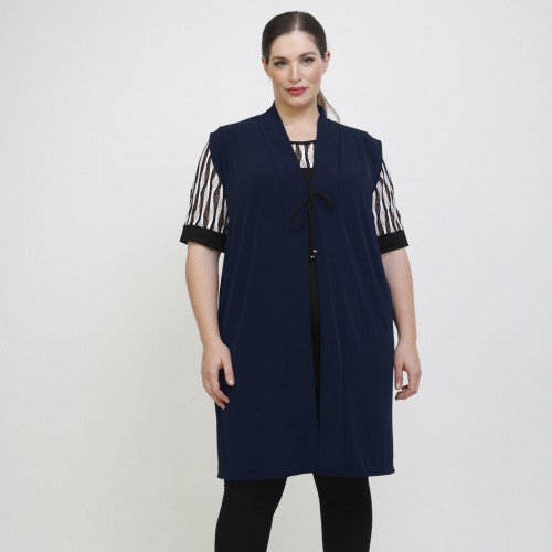 A22-142KZ Long Cardigan / Camisole - Navy Blue