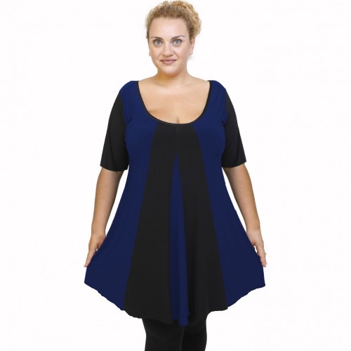 A22-176K Blousedress with pattern - Royal Blue