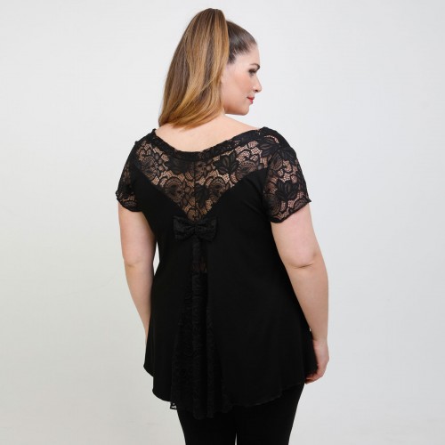 A22-189DA Evaze blouse with lace - Black