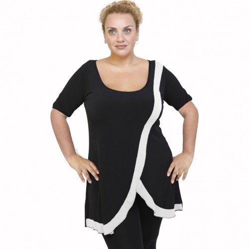 A22-197 Blousedress with pattern - White