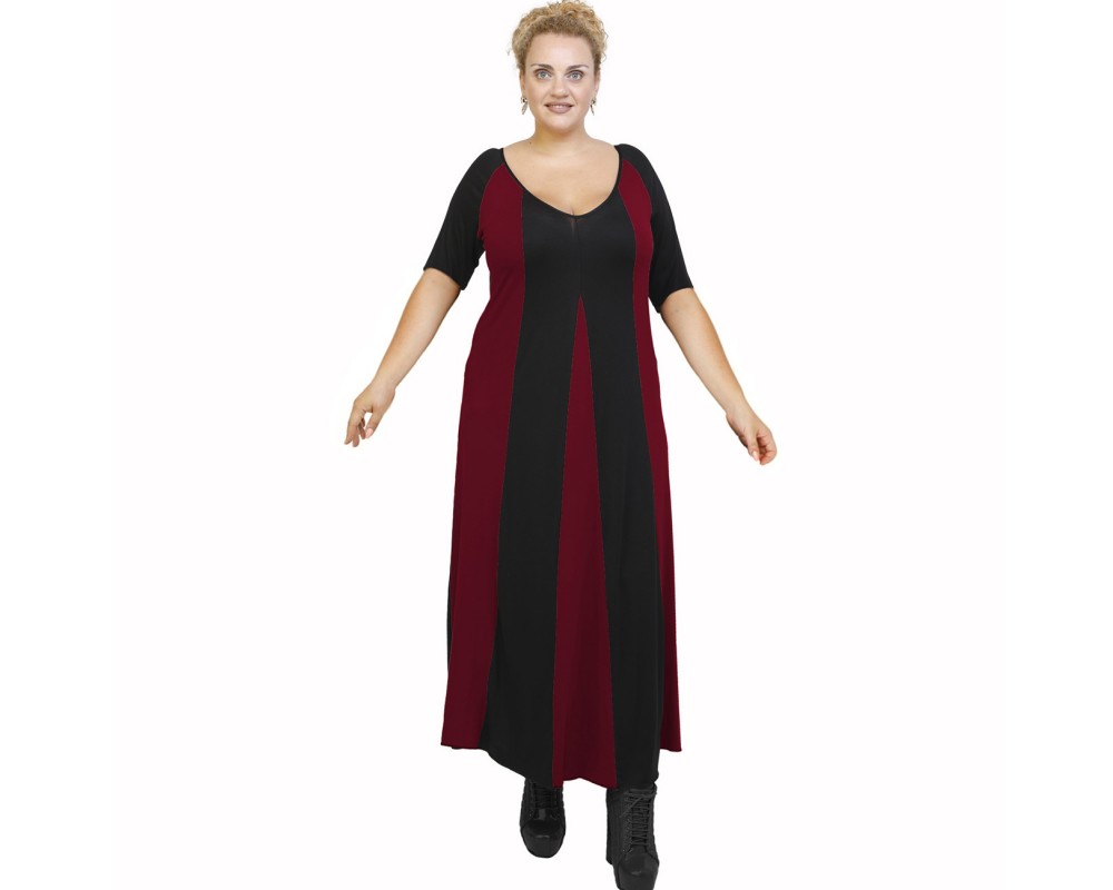 A22-296 Long dress - Bordeaux Plus Size