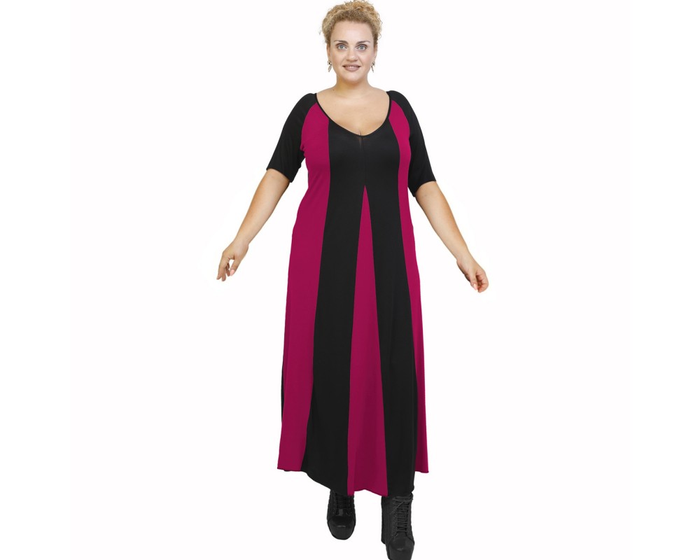 A22-296 Long dress - Fuchsia Plus Size