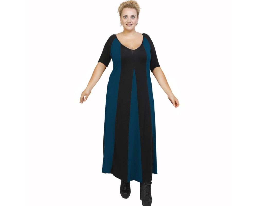 A22-296 Long dress - Petrol Plus Size