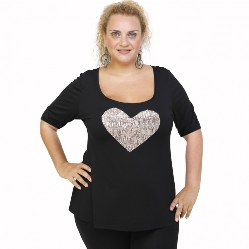 A22-5008LK Evaze blouse with heart - Beige