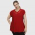 A23-114D Blouse with Printed neck - Dark red
