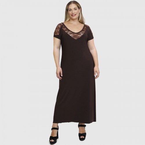 A23-123FD Long dress - Brown A23-123FD Long dress - Brown