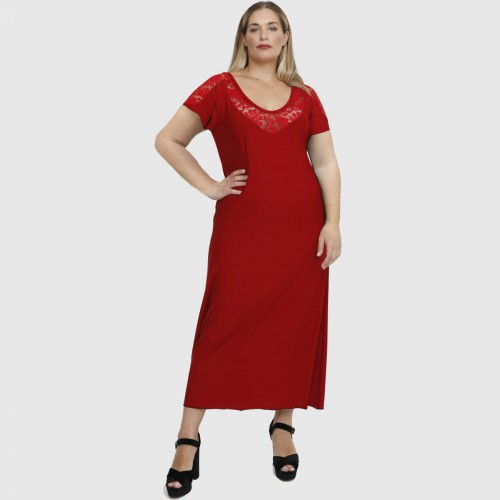 A23-123FD Long dress - Dark red A23-123FD Long dress - Dark red