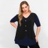 A23-137 Blouse vest style with buttons - Navy Blue