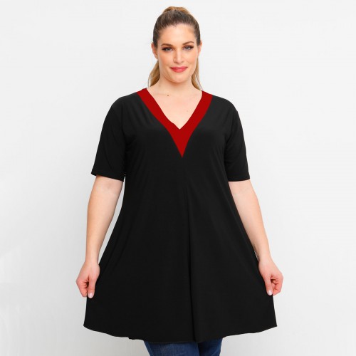 A23-176V - V neck blousedress - Bordeaux A23-176V - V neck blousedress - Bordeaux