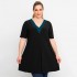 A23-176V - V neck blousedress - Petrol
