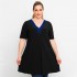 A23-176V - V neck blousedress - Royal Blue