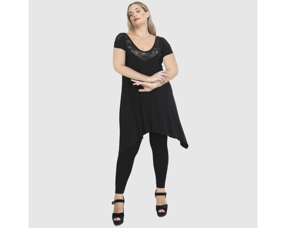 A23-182D Evaze Blousedress - Black Plus Size