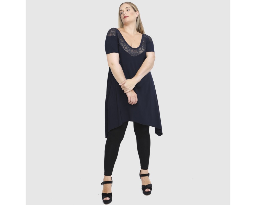 A23-182D Evaze Blousedress - Navy Blue Plus Size
