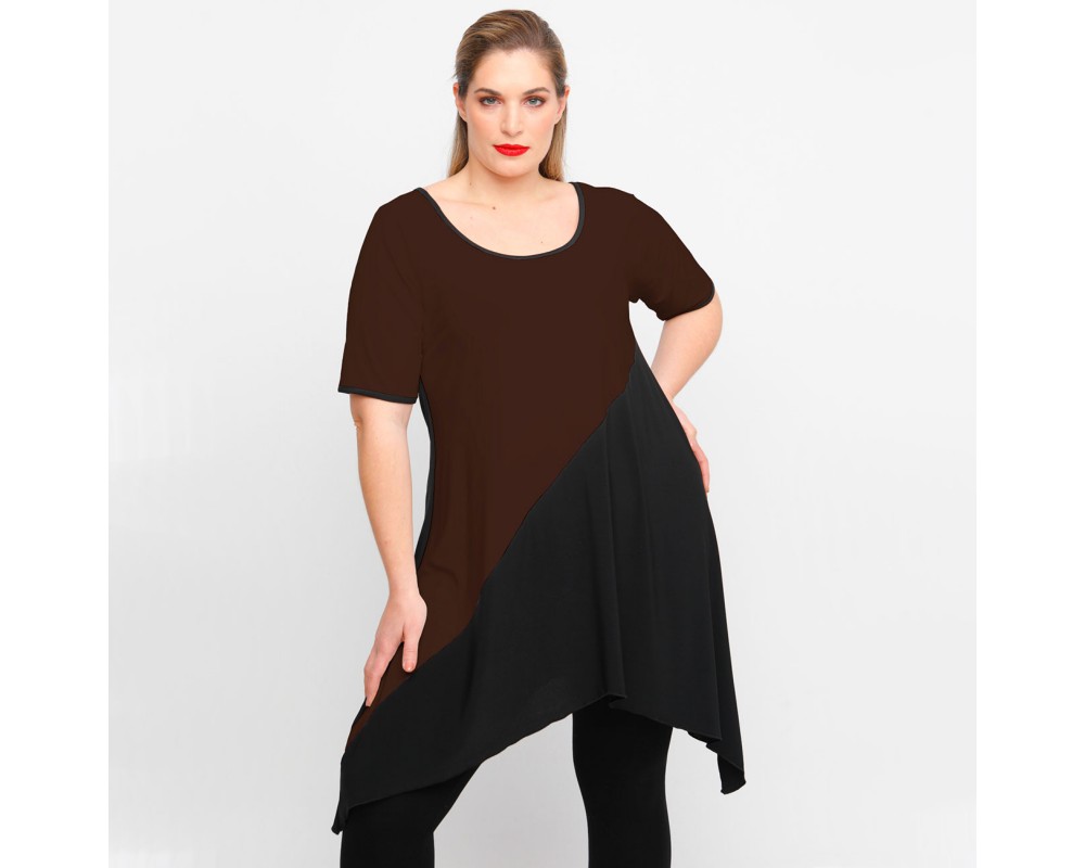 A23-182K Evaze Blousedress - Brown Plus Size