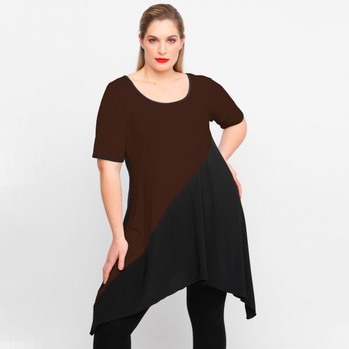 A23-182K Evaze Blousedress - Brown A23-182K Evaze Blousedress - Brown