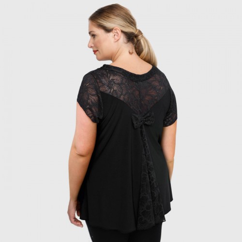 A23-189D Blouse with lace - Black A23-189D Blouse with lace - Black