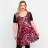 A23-6076 Bordeaux blousedress with pattern on the front and black on the back and the sleeves