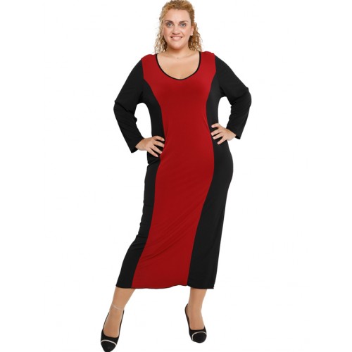 B19-131F Long Dress Black - Bordeaux