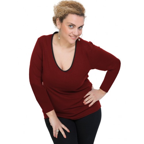 B19-208U Classic blouse - Bordeaux