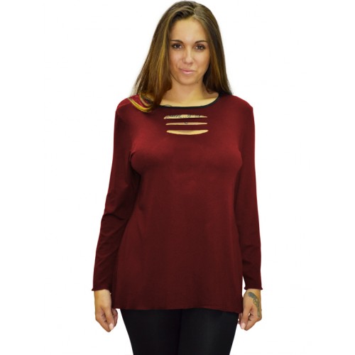 B19-208Z Classic blouse - Bordeaux