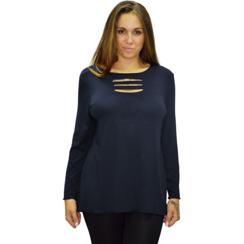 B19-208Z Classic blouse - Navy Blue
