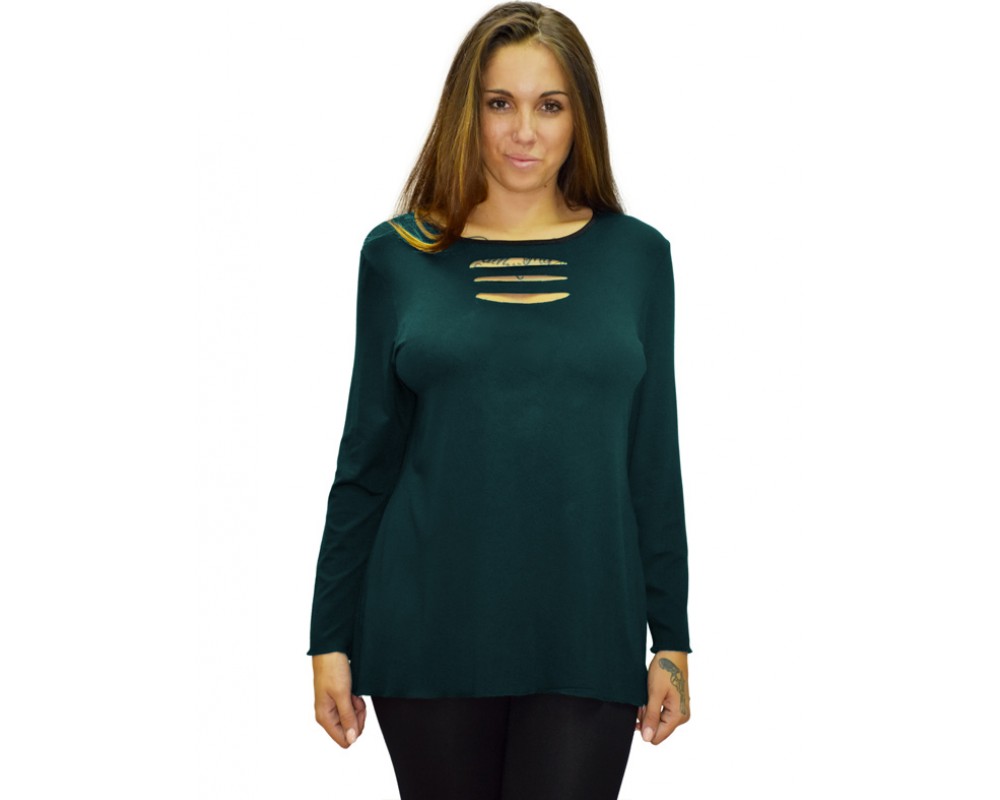 B19-208Z Classic blouse - Petrol Plus Size