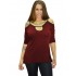 B19-222 Classic blouse with hole on the neck - Bordeaux