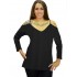 B19-223 Classic blouse with V neck - Black