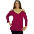 B19-223 Classic blouse with V neck - Fuchsia