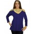 B19-223 Classic blouse with V neck - Royal Blue