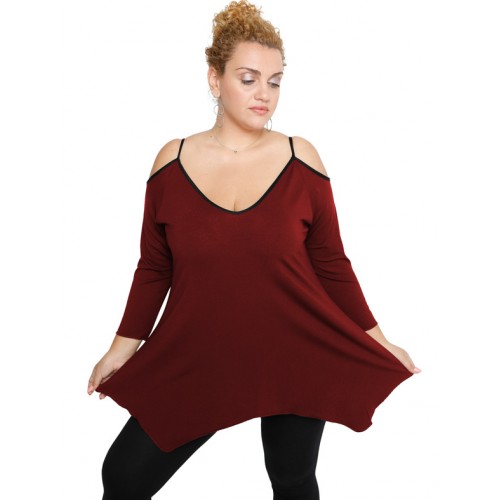 B19-223A Alpha blouse with V neck - Bordeaux