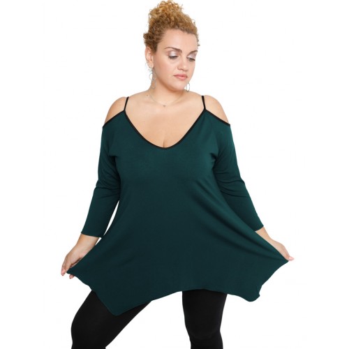 B19-223A Alpha blouse with V neck - Petrol