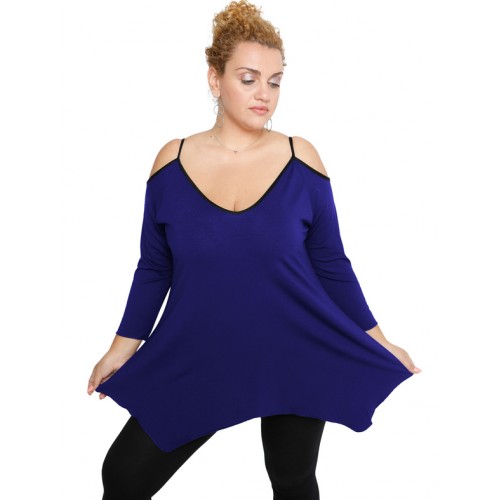 B19-223A Alpha blouse with V neck - Royal Blue