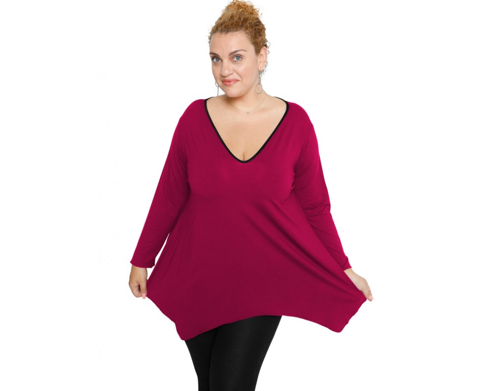 B19-228V Alpha blouse - Fuchsia Plus Size