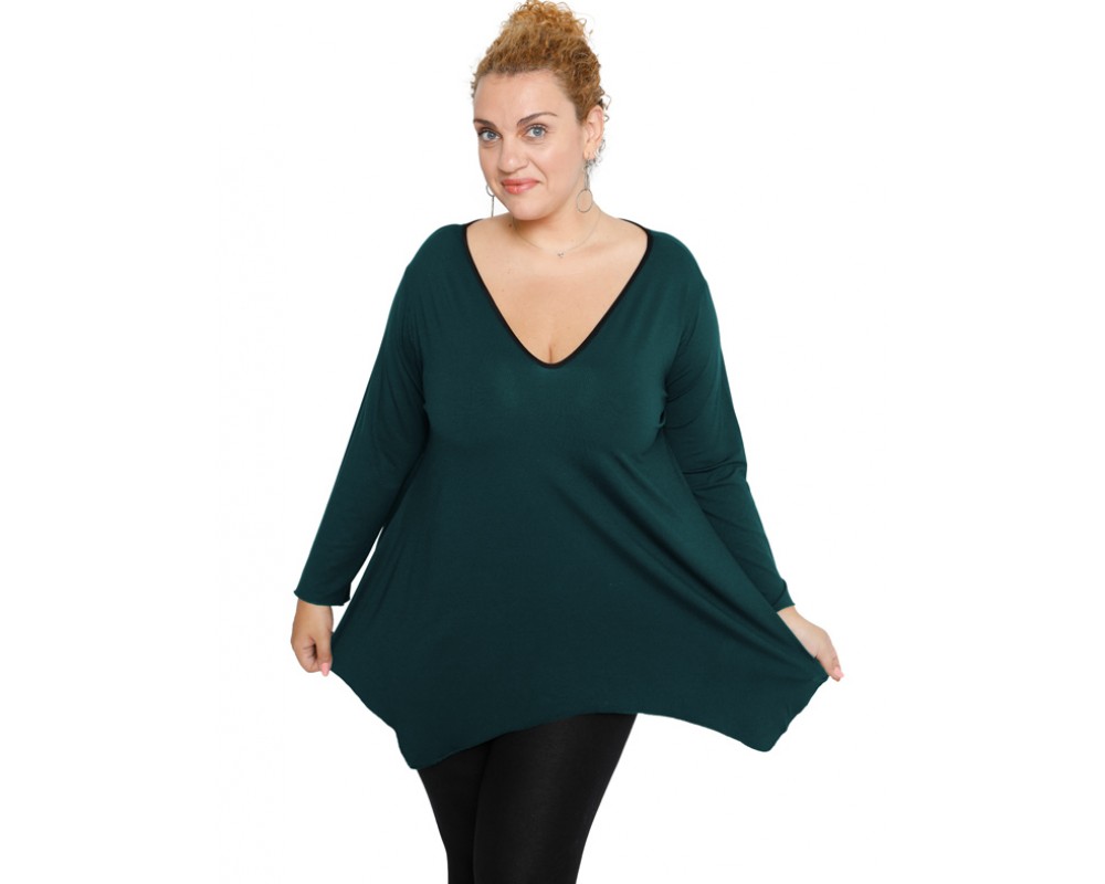 B19-228V Alpha blouse - Petrol Plus Size