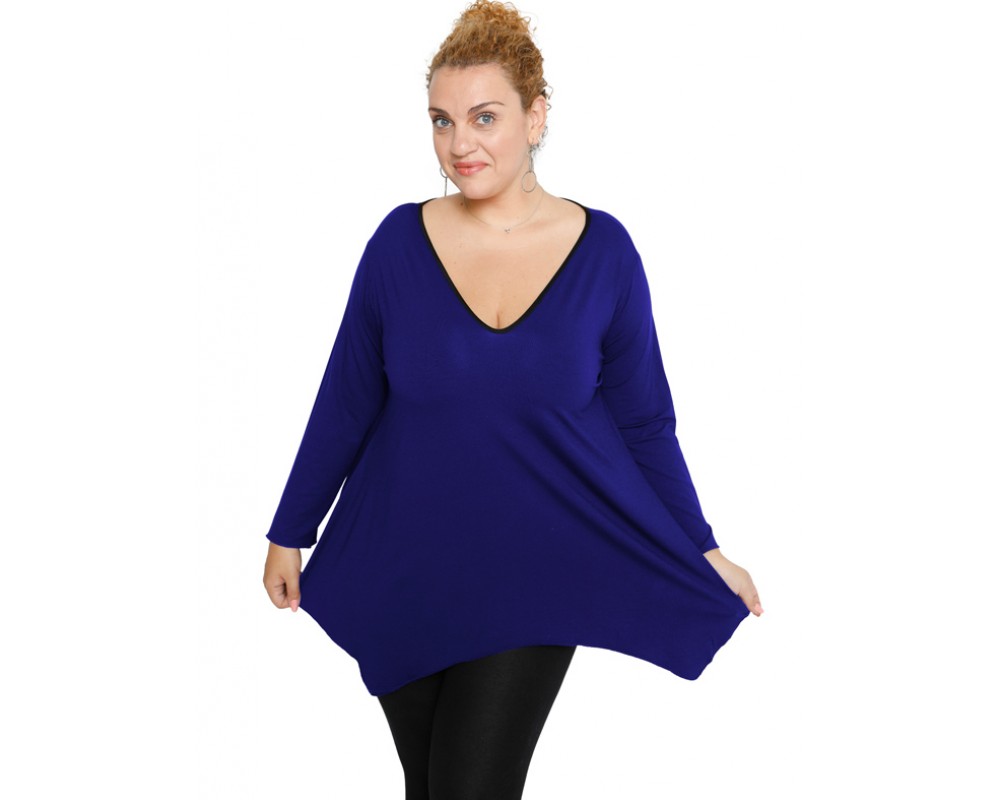 B19-228V Alpha blouse - Royal Blue Plus Size
