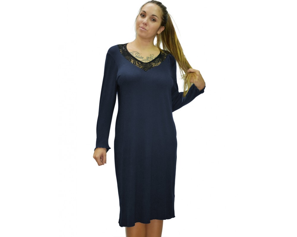 B19-230F Classic dress - Navy Blue Plus Size