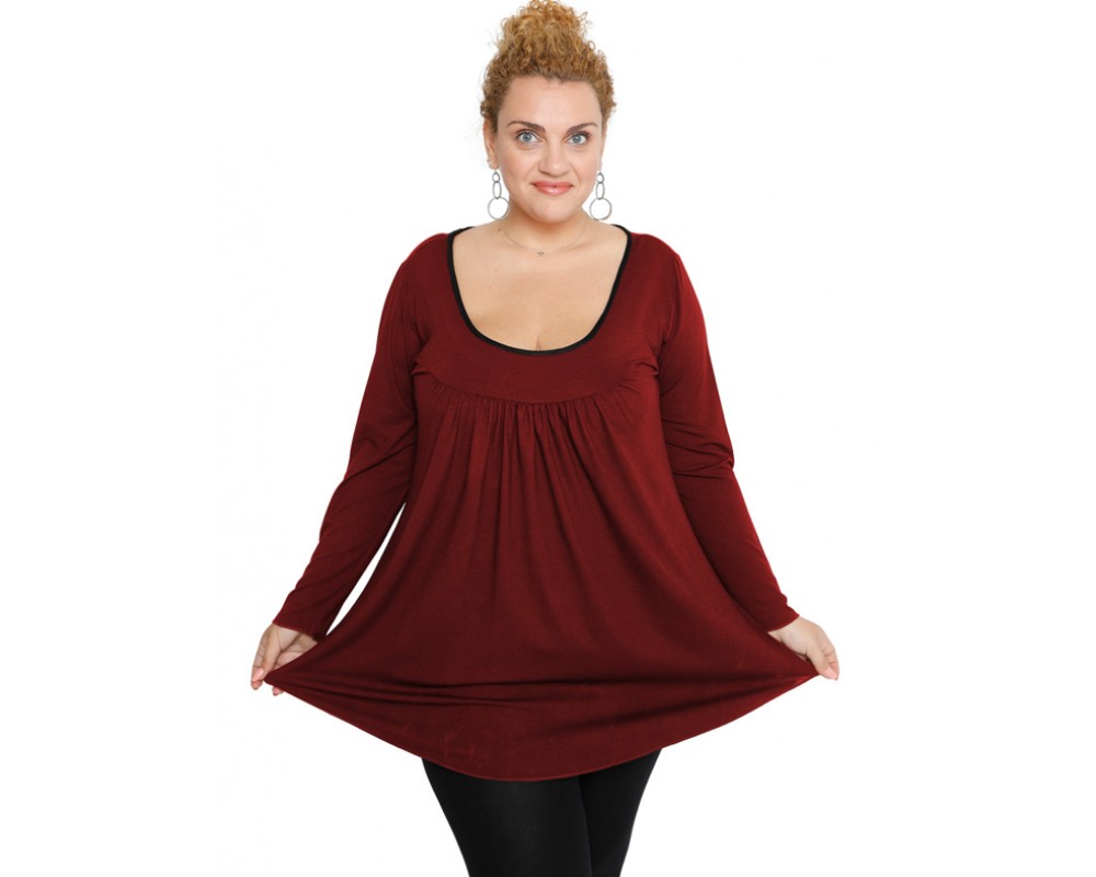 B19-244 Evaze blouse - Bordeaux Plus Size